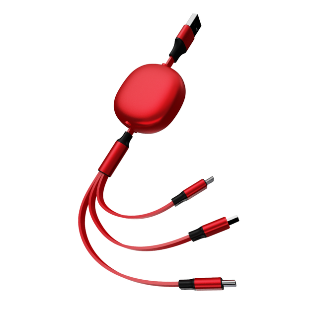3-in-1 Retractable Extension 5A Fast Charging USB Type-C MFI TPE Cable Compatible iPhone 14/15/12/11 Pro Max Android IOS