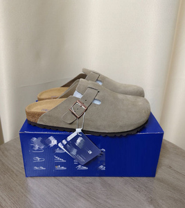 Sandals Germany Outdoor Flat Sandal <strong>Mule</strong> <strong>Clog</strong> Leather Suede Cork Foot Bed Solid <strong>Clog</strong> Sandals - Product Image 4