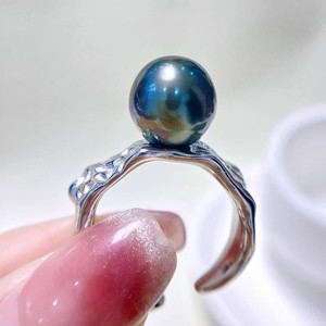10637 S925 <b>Silver</b> Ring Holder Fashionable DIY Pearl Accessories for Women 8-12mm <b>Beads</b> Size 6mm and 8mm - Product Image 1