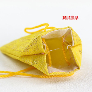Sac porte-bonheur Tai Sui en brocart jaune 65x50mm, pendentif de voiture, amulette, sachet de rangement, pochette vide en flanelle - Product Image 3