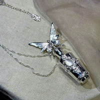 Collier pendentif en os sphénoidien 3.0 en argent et pierre naturelle électroplaqué, concept 'Conteneur émotionnel de l'âme', design KeTang
