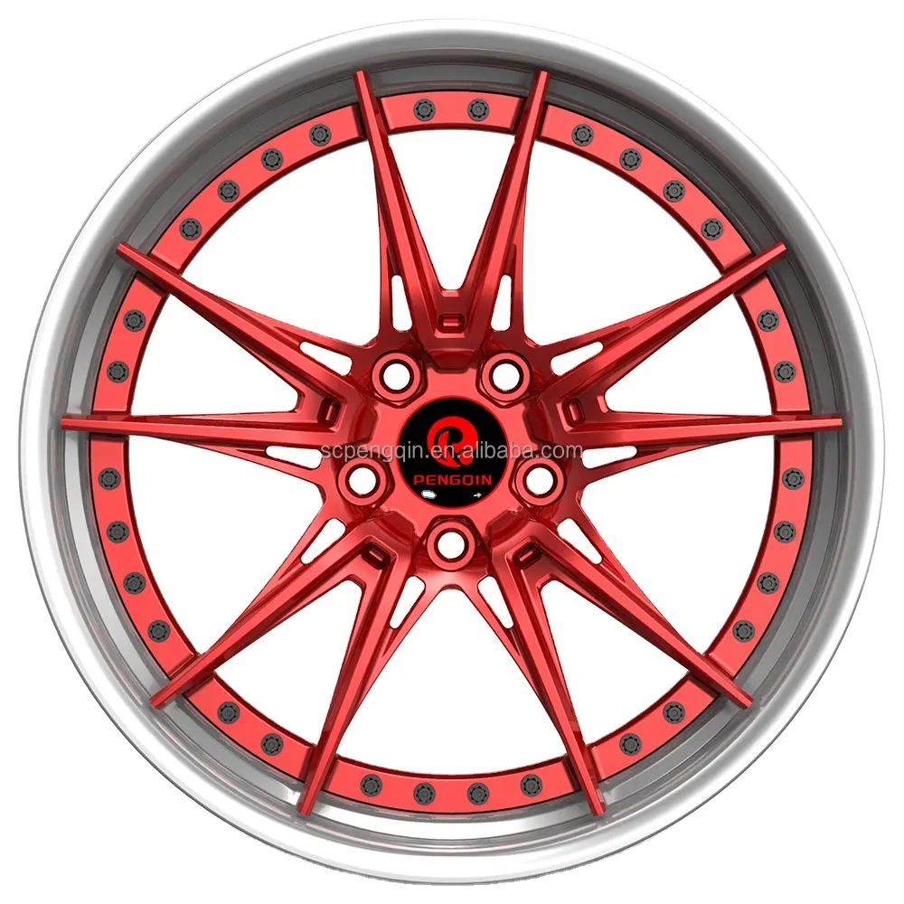 passenger wholesale rines car other auto parts accessories 3 piece forged black and red alloy 5x112 wheels 20 inch sport rims 18