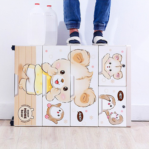 Offre Spéciale dessin animé mignon ours vêtements stockage Double porte enfants armoire de rangement bébé placard en plastique bébé enfants armoire avec roue - Product Image 3