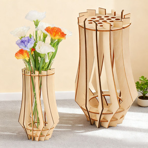 Support de vase en bois, support de fleurs de table, matériau naturel, décoration de bureau, cadeau pour la Saint-Valentin - Product Image 2