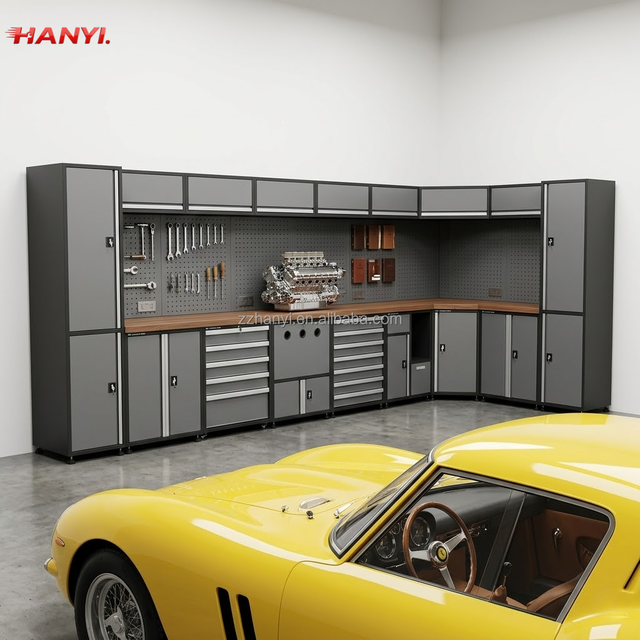 L-Shape OEM Tool Cabinet 7 Drawers Keyed Lock for Classic Car Restoration Studio Modular Steel Storage Workshop Workbench 500kg