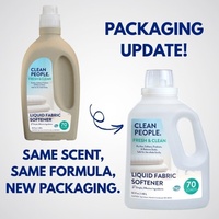 Pelembut Pakaian Cair The Clean People - Aroma Segar Vegan - Melembutkan & Menghilangkan Elektrostatik untuk Pakaian (50 Fl Oz)