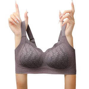 快適なプッシュアップ機能付き、おしゃれなウェーブデザイン、麦穂デザインの固定カップ、シームレスワイヤレスプラスサイズブラ（卸売） - Product Image 3