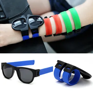 Wholesale Custom Fashion Polarized Collapsable Shades Folding Women Men Bracelet Wristband Slap on Sun Glasses Sunglasses 2022