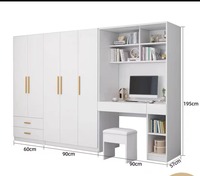 Ensemble de chambre à coucher moderne personnalisé pour villa, armoire en bois massif avec coiffeuse