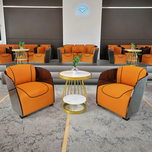 Sofá de Reuniones Casual de Estilo Europeo Moderno, Reclinable, con Armazón de Madera y Tapicería de Cuero, para Cafeterías, Librerías, Áreas de Recepción y Oficinas en Casa - Product Image 2