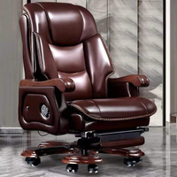 Kursi Komputer Workstation untuk Perabot Kantor Kursi Komputer Kulit PU Klasik Coklat Desain Modern
