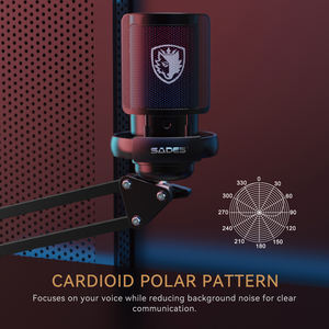 SADES ME6S Patrón polar cardioide Cancelación de ruido Condensador con cable Rgb Usb Plug-And-Play Micrófonos para juegos para PC con soporte - Product Image 5