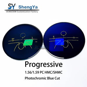 Fabricants de lentilles optiques progressives photochromiques anti-lumière bleue 1.56 HMC, multifocales HMC PGX, bifocales, rondes, à dessus plat - Product Image 3