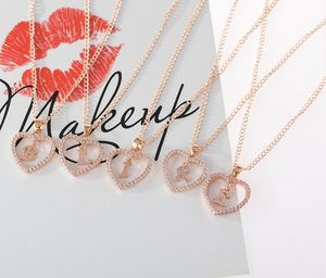 G159 regali di san valentino oro rosa dalla A alla Z moda zircone nome alfabeto lettera collana cuore con iniziale - Product Image 2