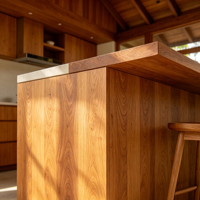 Îlot de cuisine extérieur de luxe tropical en acier inoxydable, personnalisable, avec évier intégré, pour cuisson et repas en famille, populaire en Malaisie