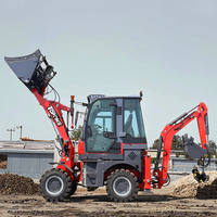 Beban ekskavator Backhoe Mini 1000kg muatan Backhoe depan kecil mesin Euro5 muatan roda hidrolik