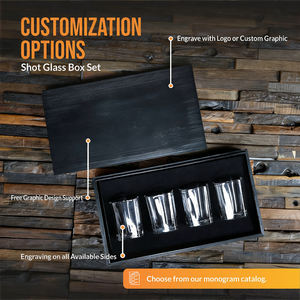 Grand coffret cadeau de pierres en verre cristallin, comprenant des verres à whisky, dans une boîte en pin, pour la retraite ou un mariage - Product Image 3