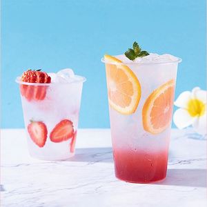 Vaso de Plástico Transparente de Alta Calidad para Bebidas Frías de 8oz 12oz/ 16oz/20oz/24oz/ 32oz, Vasos Planos para Té de Burbujas, PP, Inyectado, para Tiendas de Té con Leche - Product Image 1