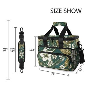 Bolsa Térmica con Estampado de Hibisco Hawaiano, Bolsa de Almuerzo con Cierre y Correa para el Hombro, Gran Capacidad, Venta al Por Mayor - Product Image 2