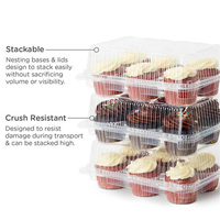 Boîtes à cupcakes empilables en plastique transparent en gros, supports à cupcakes en plastique PET de qualité alimentaire avec couvercles