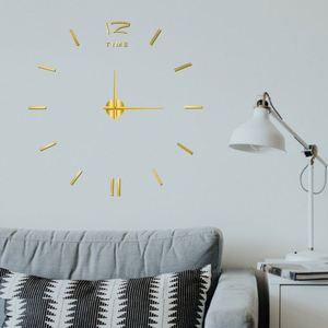 Horloge murale moderne sans cadre en acrylique 3D, autocollant mural DIY, chiffres romains, horloge numérique silencieuse pour la décoration du salon et de la chambre - Product Image 2