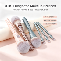 Ensemble de pinceaux de maquillage magnétiques portables 4 en 1, poils synthétiques doux, pinceau pour fond de teint, pinceau pour poudre, outils de maquillage professionnels