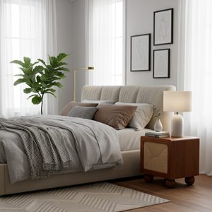 Premium Solid Wood <b>Bedside</b> <b>Table</b> Modern Bedroom Nightstand Handmade Wooden Furniture for Home Bedroom Hotel - Product Image 2