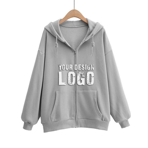 Sudadera con capucha de mujer de alta calidad, gruesa, con forro polar, estilo americano, informal, con hombros caídos, con cremallera, tipo cárdigan, abrigo - Product Image 4