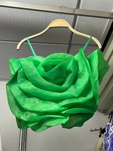 Chaleco Halter de flores tridimensionales de hilo de raíz de vacaciones de verano para mujer, nuevo estilo elegante en toda la parte superior corta - Product Image 3