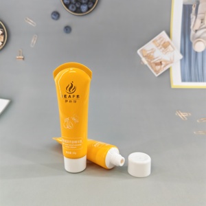 หลอดพลาสติกสีเหลืองสำหรับเครื่องสำอาง ขนาด 50 มล. แบบบีบได้ พร้อมฝาเกลียว ผิวมันเงา พิมพ์ซิลค์สกรีน สำหรับบรรจุภัณฑ์โลชั่น - Product Image 2