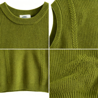 Gilet en tricot torsadé vintage pour femme, pull sans manches texturé gaufré, style rétro preppy, gilet personnalisé pour femme
