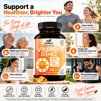 Complément de Vitamine D3 K2 5000 UI 100 µg MK7 240 Gélules Molles Soutien à la Santé Osseuse Cholecalciférol Naturel Menaquinone