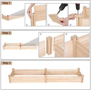 NOUVEAU Kit lit <span class=keywords><strong>potager</strong></span> surélevé en <span class=keywords><strong>bois</strong></span> massif pour l'extérieur Boîte de jardinage surélevée en <span class=keywords><strong>bois</strong></span> - Product Image 6