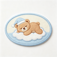 Patchs en chenille brodés avec logo d'ours mignon personnalisé de haute qualité OEM, patchs vintage pour vêtements, écologiques et durables