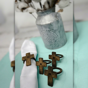 Anillos de Servilleta de Madera con Forma de Cruz, Decoración Rústica para Mesa, Decoración para Bodas, Hogar y Comedor - Product Image 1