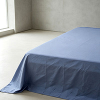 Ensemble de draps plats 4 pièces en coton polyester de haute qualité, bleu clair uni, avec un nombre de fils de 143TC, pour la maison et l'hôtel