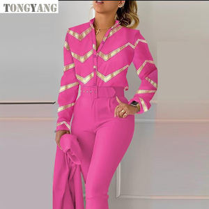 TONGYANG baju poliester lengan panjang wanita, pakaian kasual lengan panjang Musim Semi dan Gugur (tanpa Jaket) - Product Image 3