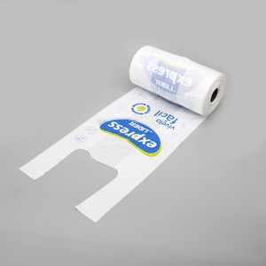 Sacs T-shirt en PEHD personnalisés avec logo imprimé sur rouleau avec mandrin en papier – Vente en gros usine – Sacs <span class=keywords><strong>de</strong></span> courses en plastique perforés robustes - Product Image 4
