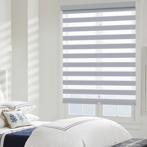 Persianas Enrollables de Poliéster Opacas Personalizadas de Moda para Dí<span class=keywords><strong>a</strong></span> y Noche, Sistema de Control de Resorte Inalámbrico, Persianas Modernas Tipo Zebra para Ventanas - Product Image 6