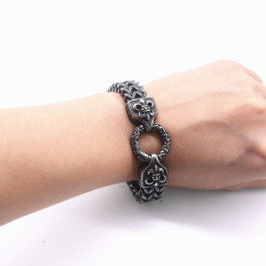 Bracelet pour homme en argent tibétain yunnique, design géométrique croisé, style punk rétro, bijoux pour les passionnés de moto - Product Image 4
