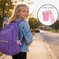 Mini porte-clés Bubble Tea, breloque shaker liquide scintillant, pendentif tasse Boba, dragonne souple pour sacs d'enfants et cadeaux de fête