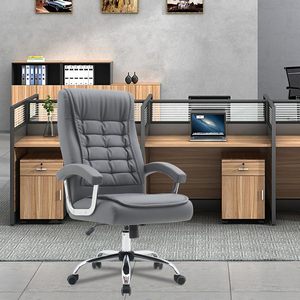 Silla de Oficina de Cuero PU Negra con Asiento de Resorte Grande, Respaldo Alto, Giratoria, para CEO, Jefe, Ejecutivo - Product Image 6