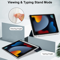 Étui arrière transparent en acrylique pour iPad 9e génération 10,2 pouces, étui intelligent avec support pour stylet, étui magnétique pliable en trois parties pour tablette