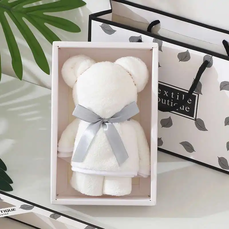 دريا المصنع مباشرة المخملية منشفة الدب منشفة علبة مجموعة هدايا الزفاف هدية مخصص شعار التطريز