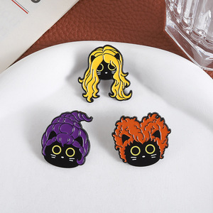 Épinglette en émail doux de haute qualité, mignonne et amusante, <span class=keywords><strong>avec</strong></span> des personnages de films de dessins animés, sorcière, chat noir teinté, en métal - Product Image 5