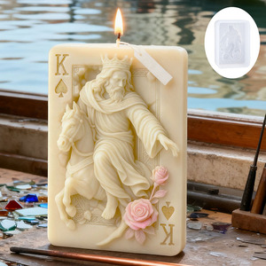 Moules en silicone YS Relief Poker Kings pour bougies, décorations en plâtre pour <span class=keywords><strong>la</strong></span> maison, moules de moulage, fournitures de fabrication de bougies d'aromathérapie DIY - Product Image 4