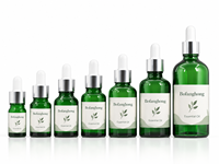Flacon compte-gouttes en verre vert pour huile essentielle, sérum d'aromathérapie, 100 ml, bouchon argenté, flacons cosmétiques vides, impression personnalisée, 100 pièces