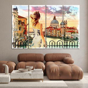 Venice Italy <b>Canvas</b> Print: Abstract Woman, Tempered Glass <b>Wall</b> Art,SET OF 4 <b>CANVAS</b> - Product Image 3