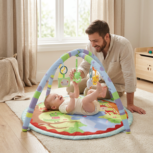 Tapete de Actividades Vibrante para Bebés con Diseño de Elefante, 5 en 1, Acolchado, con <span class=keywords><strong>Arcos</strong></span> de Descubrimiento Suaves y Juego de Juguetes Colgantes de Animales - Product Image 3