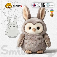 Peluche de Búho con Orejas de Conejo Gris Personalizado, Material Seguro y No Tóxico, Juguete de Peluche con Certificación CE y UKCA, Suave para Niños, Ideal como Souvenir